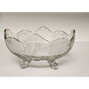 Vintage Lombardi Gold Trim by Jeannette Glass Company  10"  4 Toed Footed Bowl